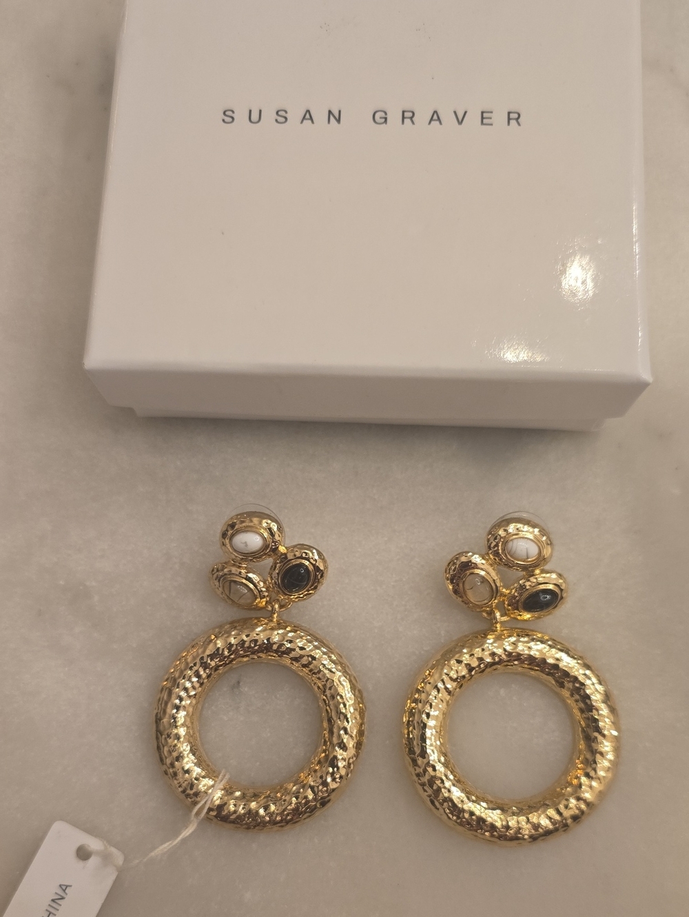 New In Box Susan Graver Gold Tone Textured Hoop Earrings